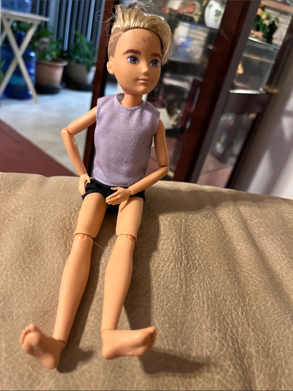 Fashion Doll in Lavender Tank and Black Shorts